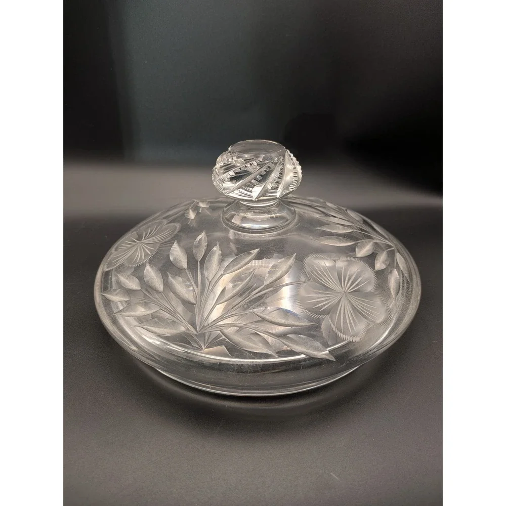 Vintage Heavy Cut Glass Crystal Covered Server